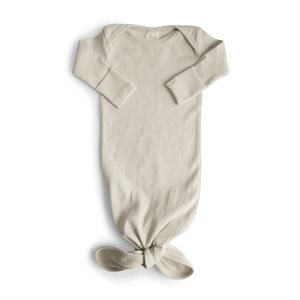 Mushie Ribbed Knotted Baby Gown Ivory